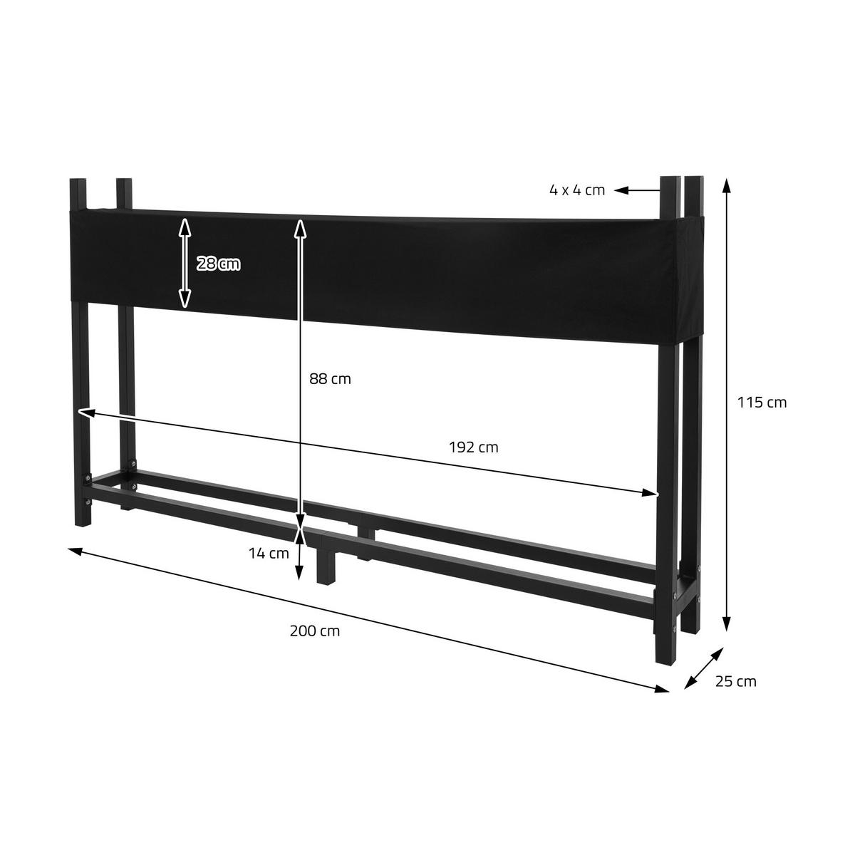KAMINHOLZREGAL - Anthrazit, Metall (25/115/200cm) - ML-DESIGN