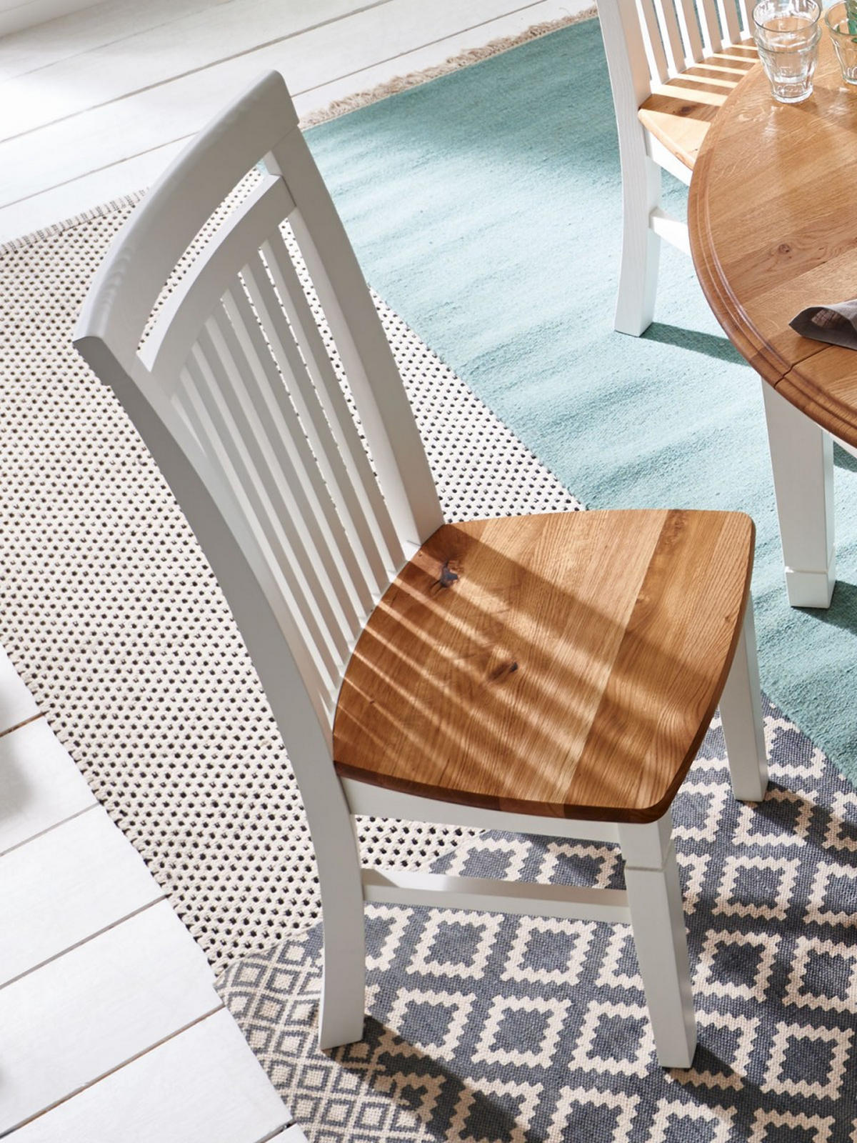 ESSZIMMERSTUHL weiß Olbia Wildeiche - Weiß/Braun, Holz (45/106/55cm) - Casamia Massive Möbel