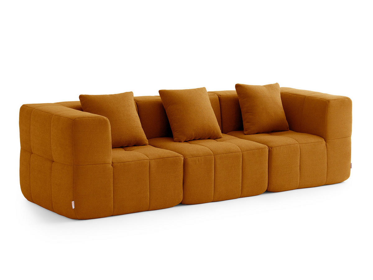 3-SITZER-SOFA Bouclé-Stoff Zimtbraun - Hellbraun, Textil (260/73/95cm) - MILYsofa