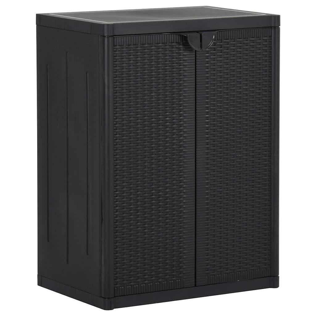 GARTENSCHRANK Schwarz 65/45/88 Cm Pp Rattan-Optik - Schwarz, Holzwerkstoff/Kunststoff (65/88/45cm) - vidaXL