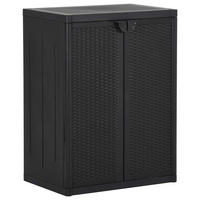 GARTENSCHRANK Schwarz 65/45/88 Cm Pp Rattan-Optik - Schwarz, Holzwerkstoff/Kunststoff (65/88/45cm) - vidaXL