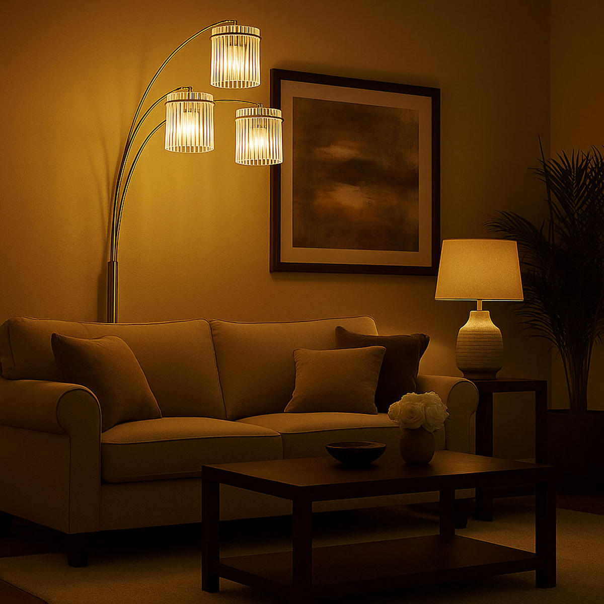 LED STEHLEUCHTE Metall Gold - Goldfarben, Glas (100/110/180cm) - Globo Lighting