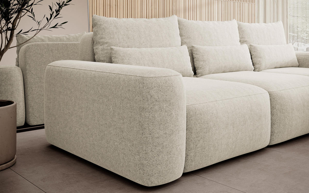 ECKSOFA Carnos Chenille-Bezug in Creme - Creme, Textil (264/162cm) - Selsey