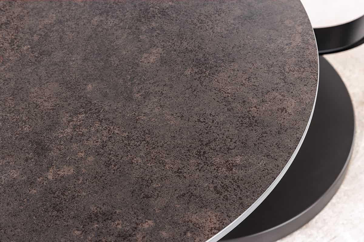 COUCHTISCH DANCING RINGS rund Natur, Braun, Bronze 80cm - Schwarz/Braun, Keramik/Metall (80/80/44cm) - riess-ambiente