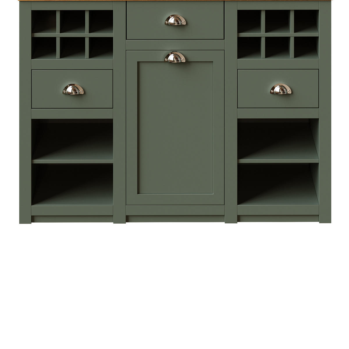 GESCHIRRSCHRANK aus MDF & Glas 120x45x188cm in Antique Green mit LED & Steckdosen - Dunkelgrün, Holzwerkstoff (120/188/45cm) - Modfu