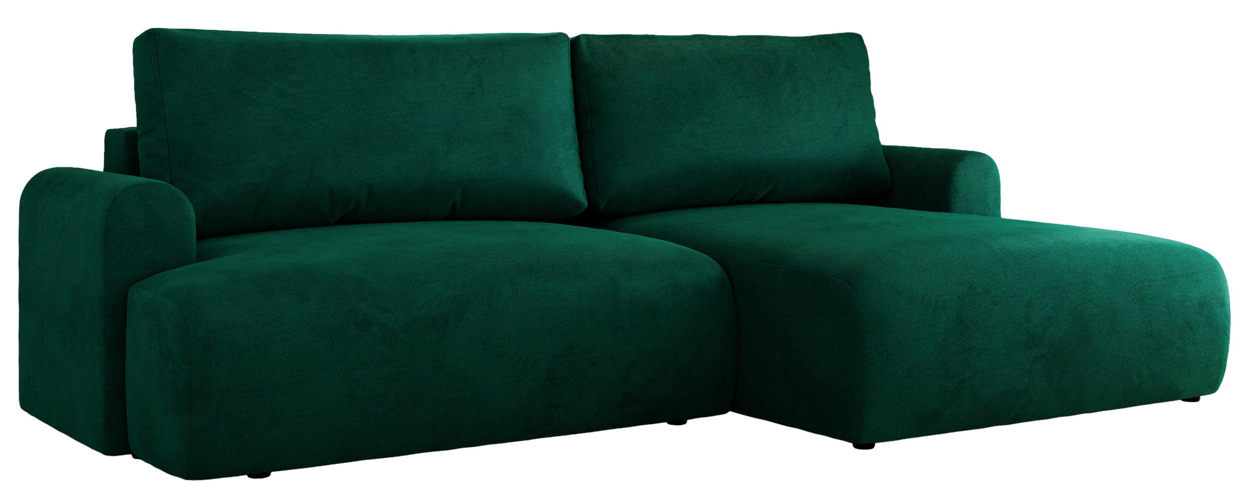 ECKSCHLAFSOFA TONO L Dunkelgrün Velvet - rechts - Dunkelgrün/Schwarz, Kunststoff/Textil (150/260cm) - MKS