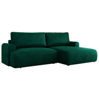 ECKSCHLAFSOFA TONO L Dunkelgrün Velvet - rechts - Dunkelgrün/Schwarz, Kunststoff/Textil (150/260cm) - MKS