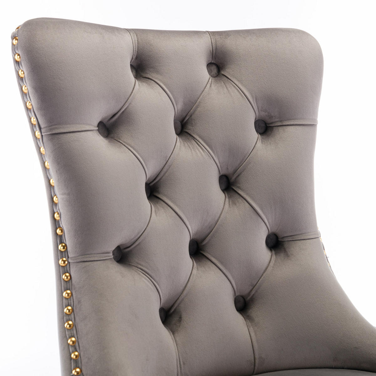 ESSZIMMERSTUHL 2er-Set aus Samt mit Goldbeinen, Grau/Gold - Grau, Textil (65/95/50cm)