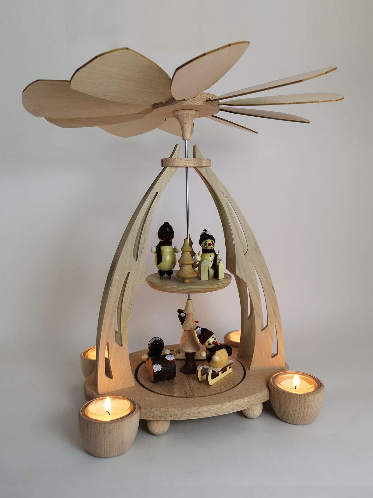 PYRAMIDE Schneemänner 20/24/35 cm - Multicolor, Holz (0.1/35/0.1cm) - Dekoteam24