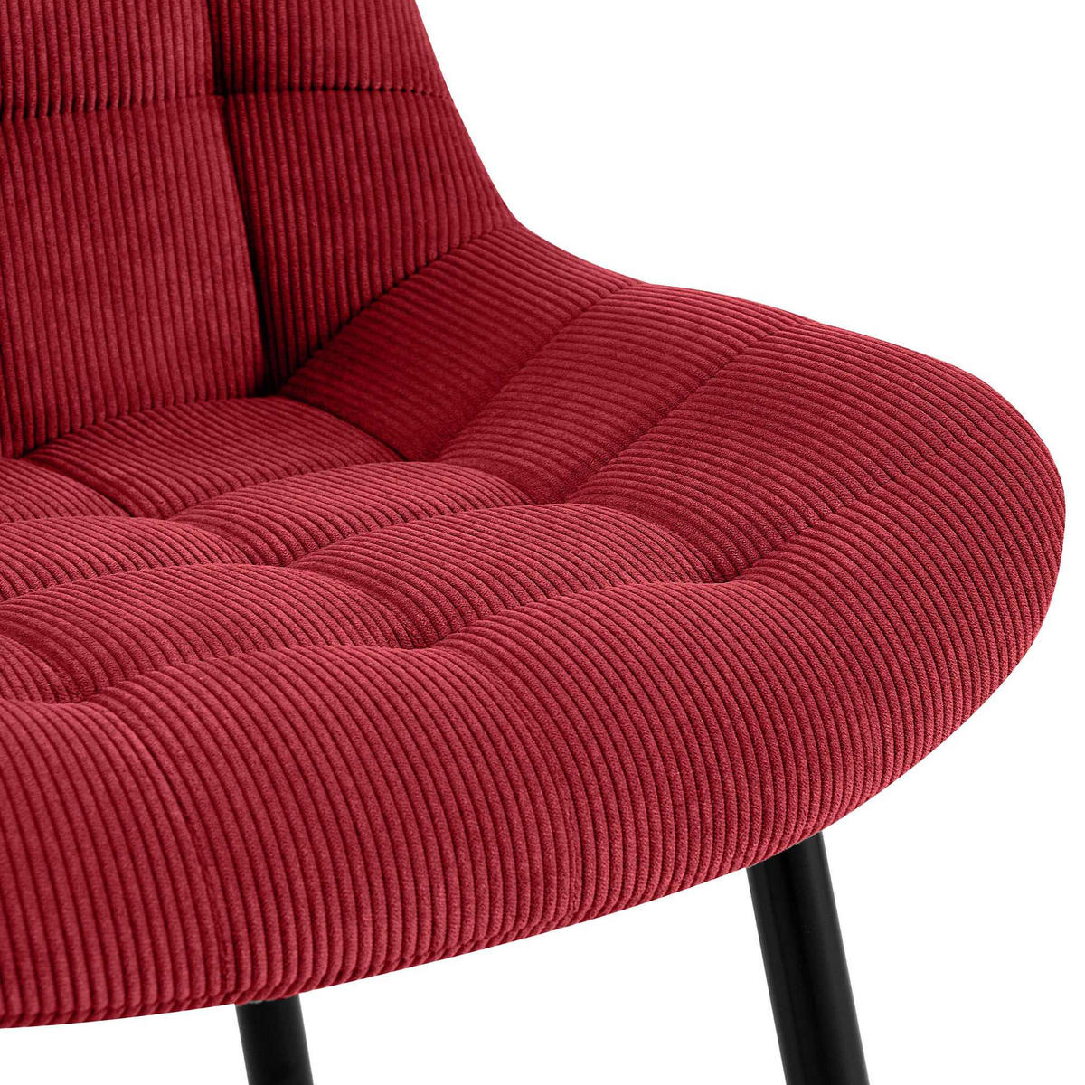 ESSZIMMERSTUHL Cord Bordeauxrot - Bordeaux/Schwarz, Textil/Metall (52/83/58cm) - CLP
