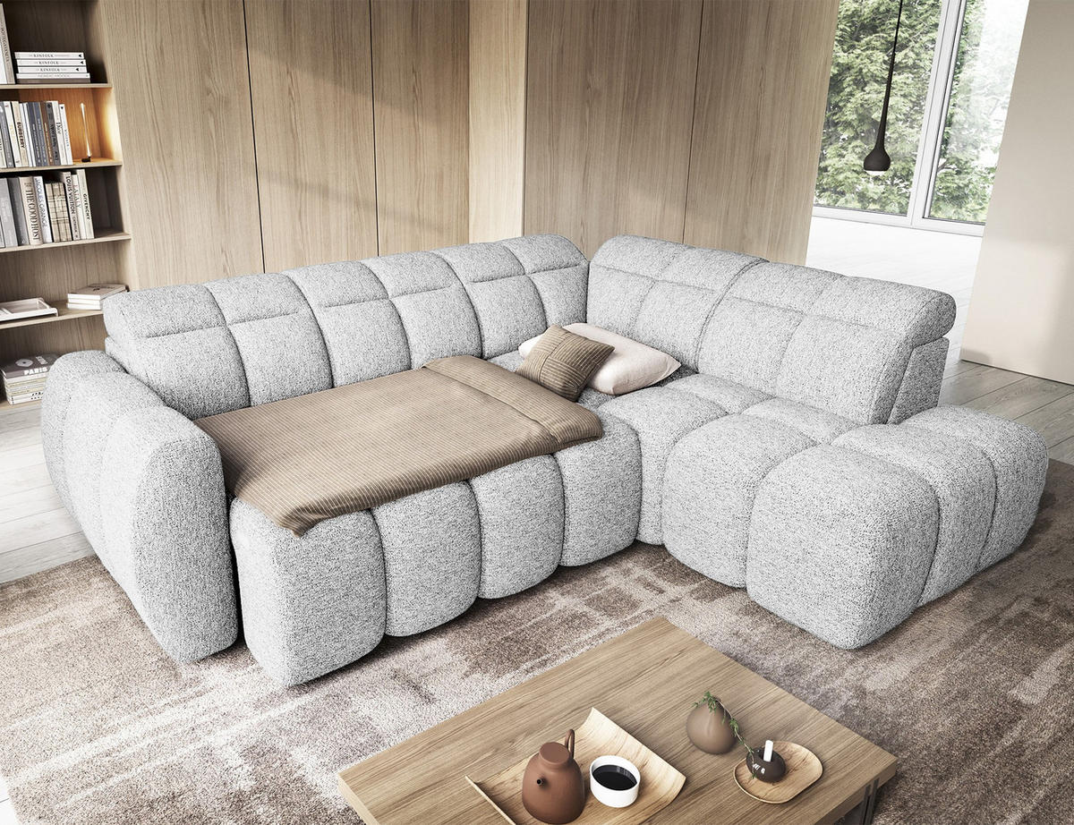 ECKSOFA Eagle L - Weiß (Coralline 01) - Weiß, Holzwerkstoff (258/208cm) - Möblo