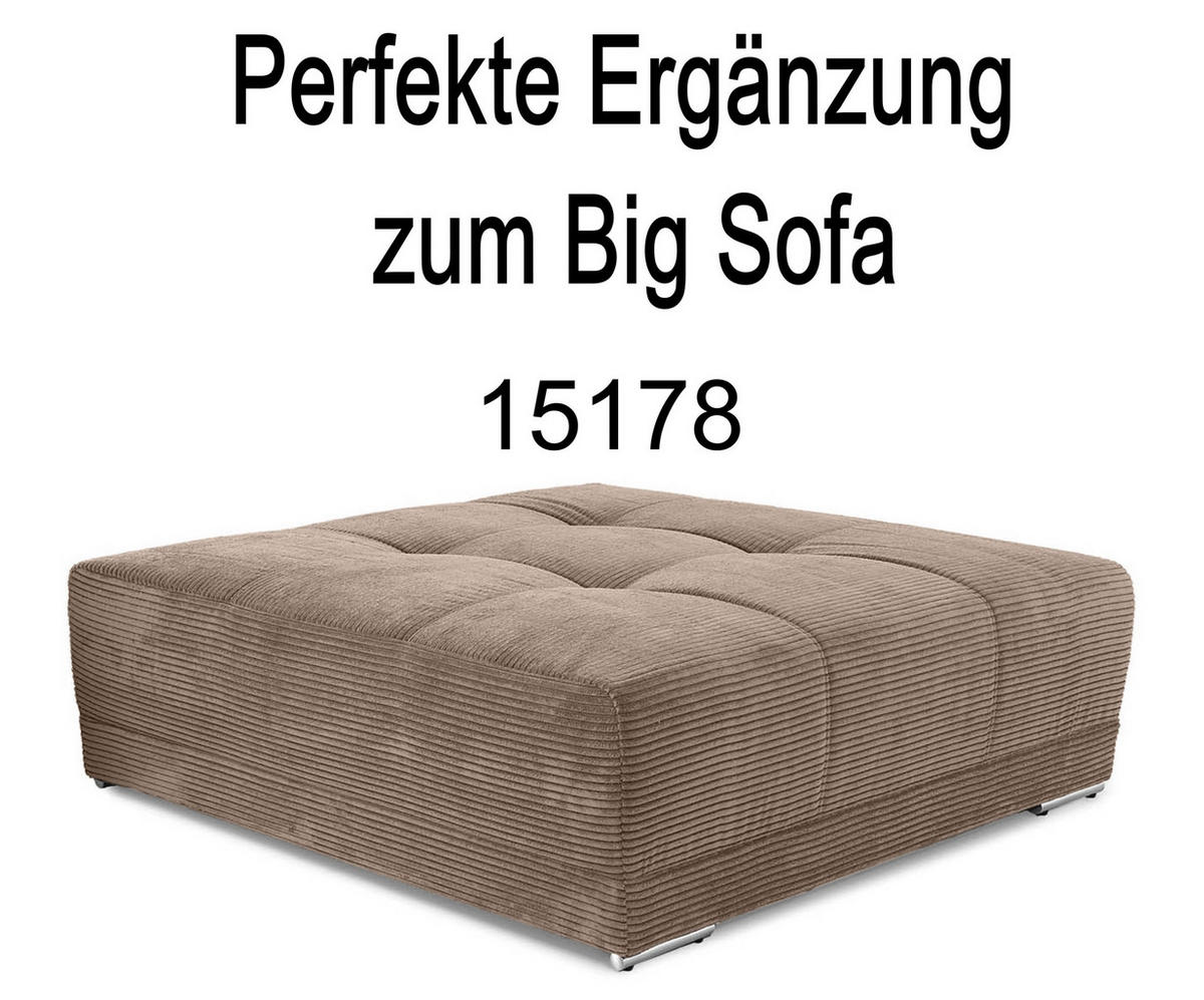 BIG-SOFA Federkern B306/T134/H86 cm, Liegefläche 120x240 cm, Cord Braun Taupe / 15174 - Taupe/Chromfarben, Textil/Metall (306/86/134cm) - luma-home