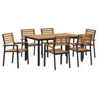 LOUNGEGARNITUR Garten 7-teiliges Schwarz - Schwarz, Holz - Kaket