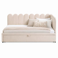 SCHLAFSOFA ausziehbar 90x200/180x200 cm Samt Beige - Beige, Metall (90/200cm) - Meubliv