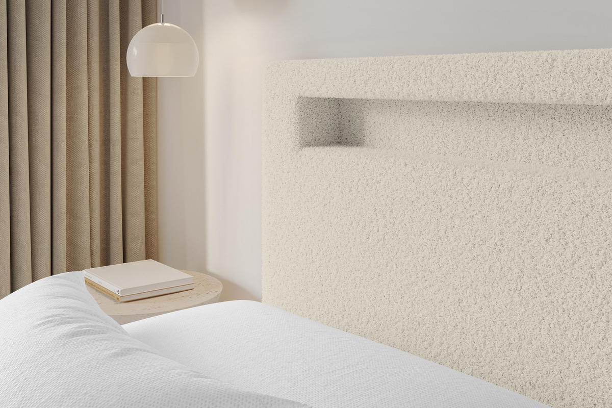POLSTERBETT mit Bettkasten und Lattenrost, Boxbett ohne Matratze - GOLA 180x200 Beige - Sandfarben, Holzwerkstoff/Textil (180/200cm) - ALTDECOR