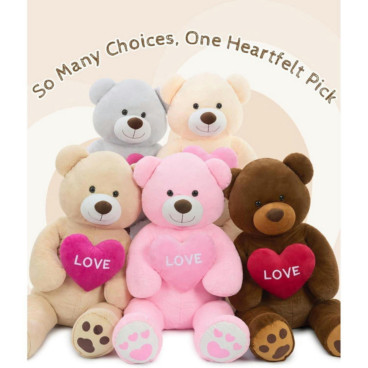 XXXL Kuscheltier Teddybär 130 cm Braun mit Herz - Braun, Textil (60/130cm)