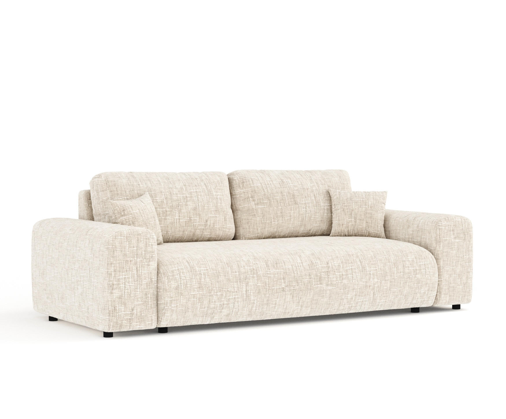 3-SITZER-SOFA Zanzibar Creme Webstoff - Creme/Schwarz, Holz/Holzwerkstoff (213/79/108cm) - Maison de Reve