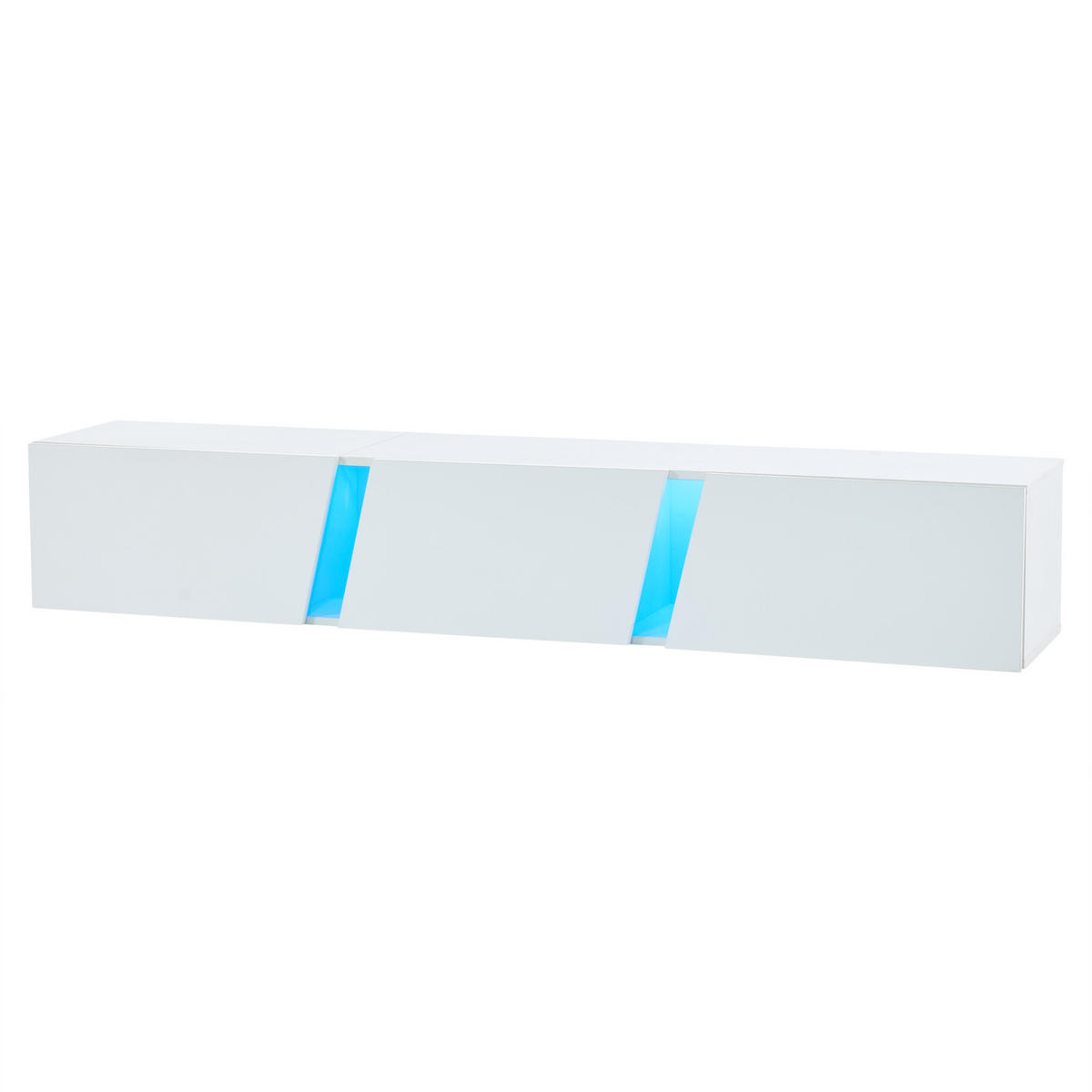 TV-ELEMENT180X35X30CM Wandmontierter Lowboard Hängend Weiß Hochglanz LED - Weiß, Holz (43.82/17.15/132.08cm) - Raelunyi