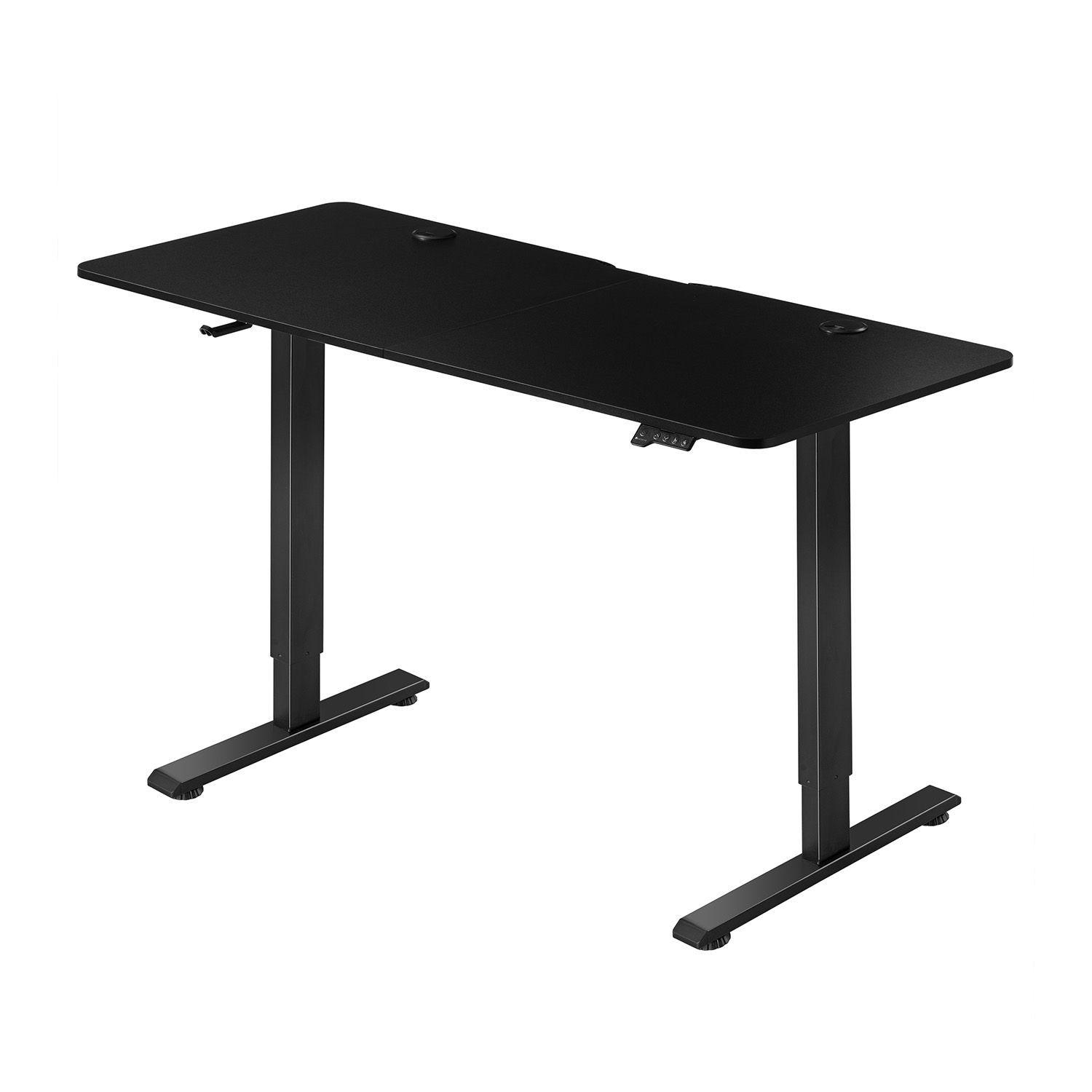 SCHREIBTISCH Office Stand schwarz 140x60 cm höhenverstellbar - Schwarz, Holz (60/140/117cm) - Juskys