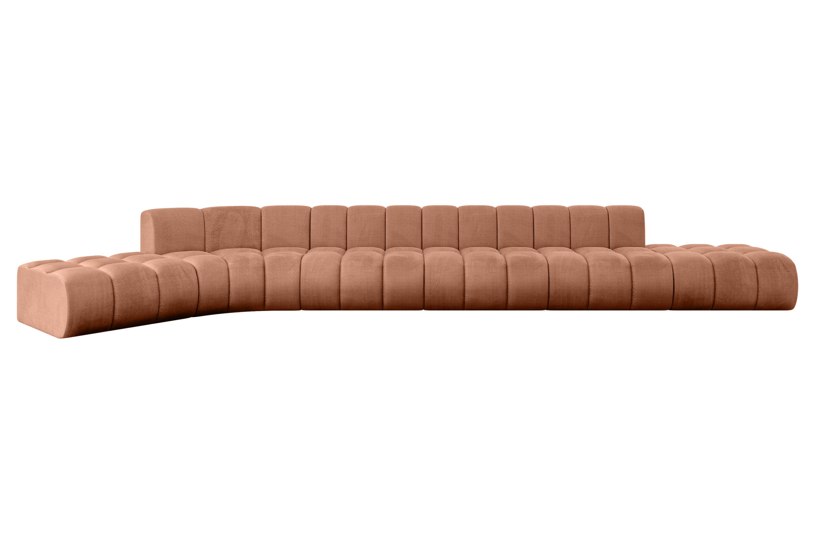 ECKSOFA modulares Sofa Solven-L3 - 562x174x70 cm Apricot - Koralle, Holzwerkstoff/Textil (562/174cm) - ALTDECOR