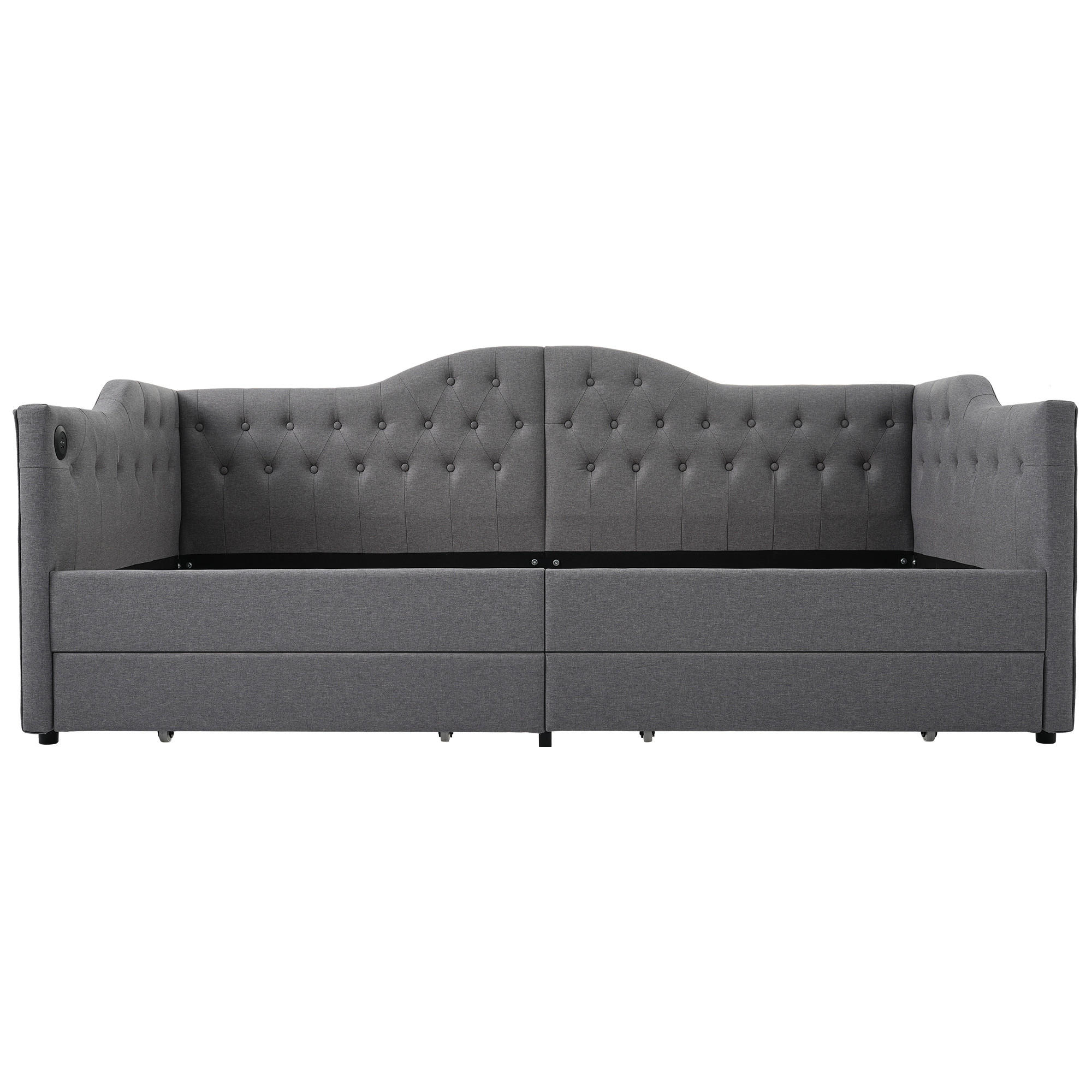 TAGESBETT 90/190 cm Grau - Grau, Holz/Metall (99/86.5/205cm)