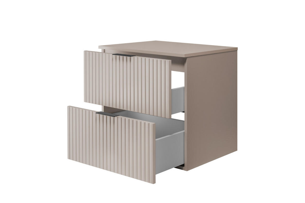 BADEZIMMERSCHRANK, Kaschmir, 60 x 57 x 46 cm, Schwarze Griffe - Kaschmir/Schwarz, Holzwerkstoff/Kunststoff (60/57/46cm) - 3XE LIVING