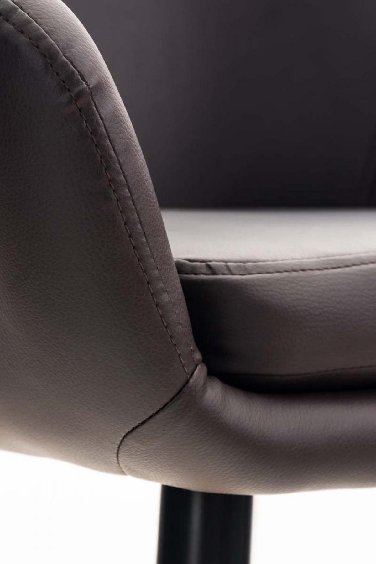 BARHOCKER Lederlook braun - Eukalyptusholzfarben/Braun, Holz/Textil (55/99/46cm) - CLP