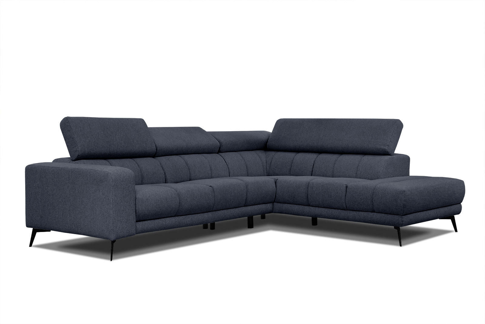 ECKSOFA MORELLO 5-Sitzer, dunkelblau - Schwarz/Dunkelblau, Holzwerkstoff/Textil (287/228cm) - Courtois Laville