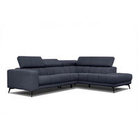 ECKSOFA MORELLO 5-Sitzer, dunkelblau - Schwarz/Dunkelblau, Holzwerkstoff/Textil (287/228cm) - Courtois Laville