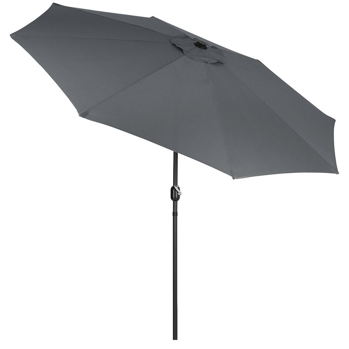 SONNENSCHIRM aus Polyester Metall in Dunkelgrau mit Resin-Sockel drehbar 360° neigbar 60° 3 x 2.4m Ø49 × 32 cm - Grau, Metall (300/240cm) - Livingandhome
