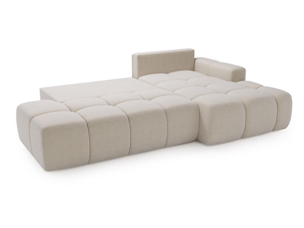 ECKSOFA Montero Bouclé-Stoff Creme Rechts - Creme, Holz/Textil (280/177cm) - Graingold