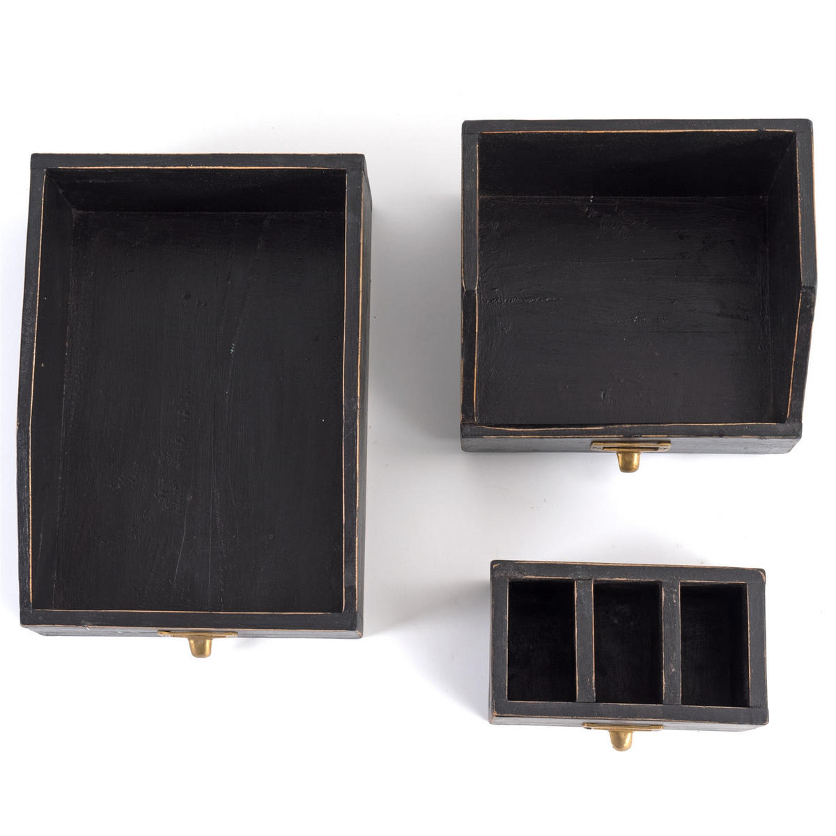 ORGANIZER-SET Office 3-teilig Mahagoni Holz, mit beschreibbarer Tafel 09 voodoo - schwarz - Schwarz, Holz (24/16/21cm) - DESIGN DELIGHTS