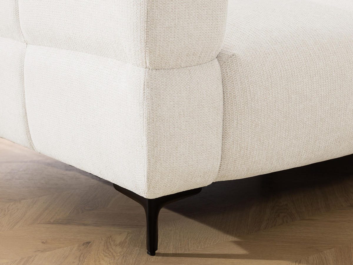 3-SITZER-SOFA Cardea in Bubble-Optik aus weichem Creme Strukturstoff mit hohem Sitzkomfort - Creme/Schwarz, Holz/Textil (217/80/97cm) - S-Style Möbel