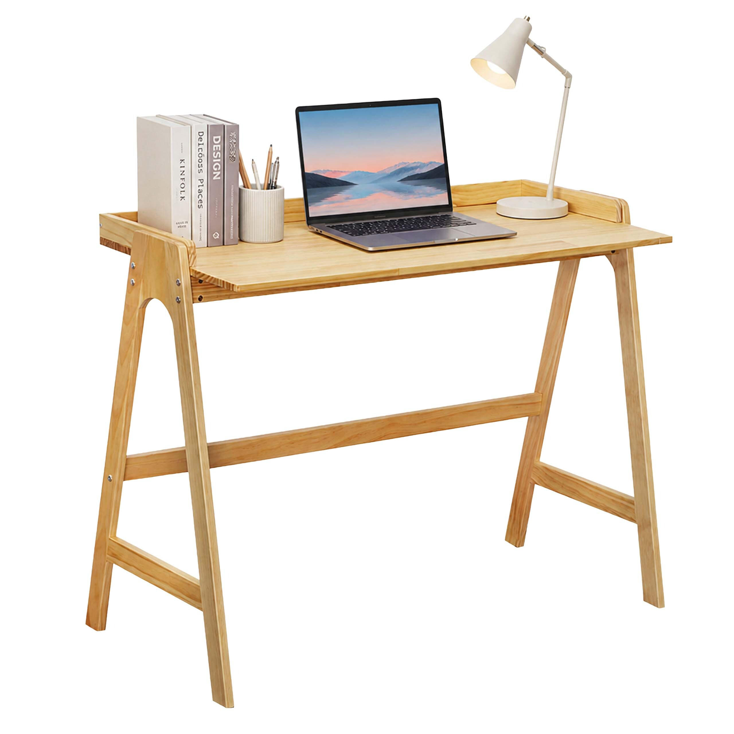 SKRIVBORD natur fanér 81,5 cm - Ljusbrun, Trä (48.5/107/81.5cm) - Relaxdays
