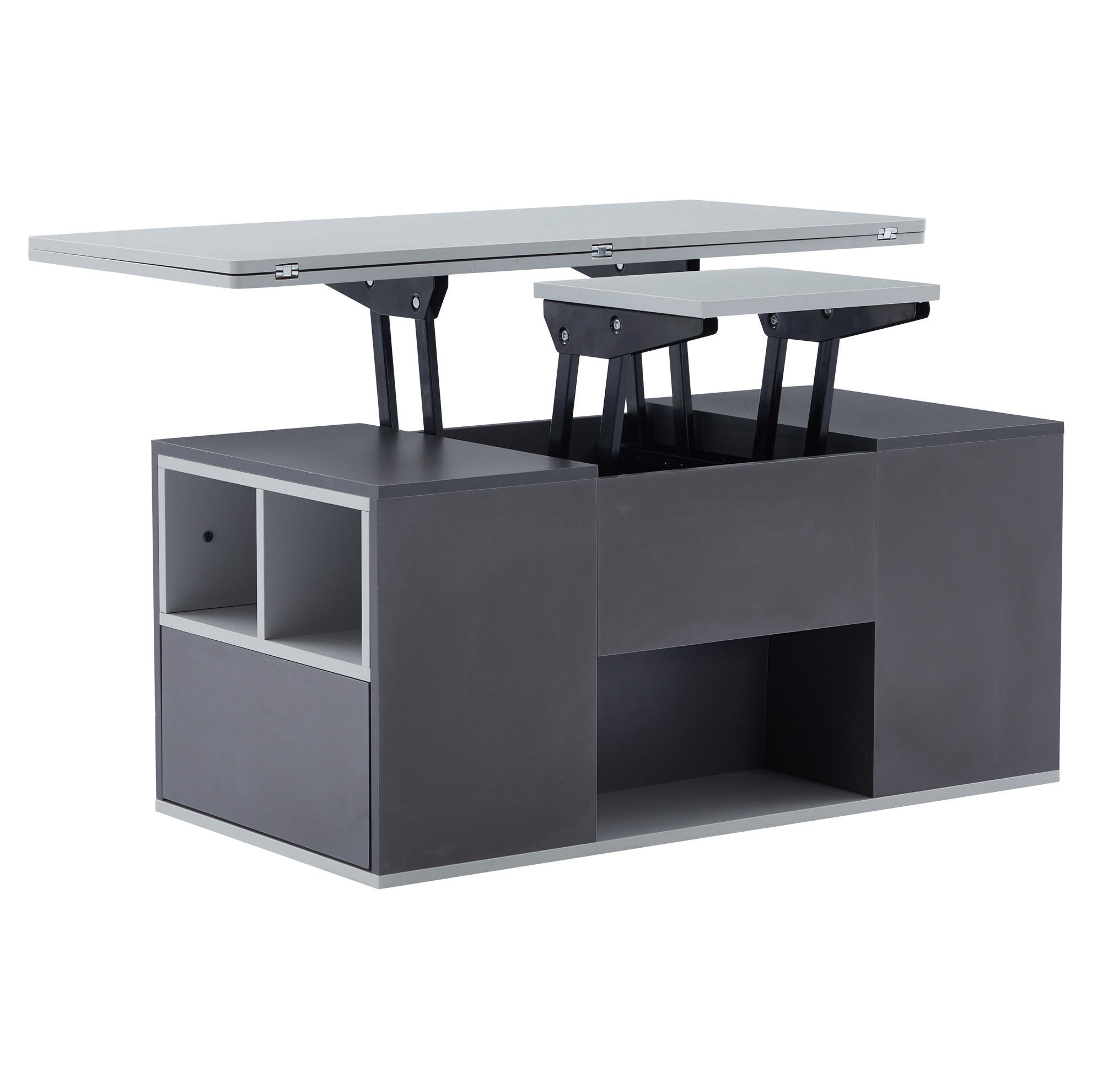 COUCHTISCH 100/51 cm grau aus Spanplatte mit höhenverstellbarer Tischplatte - Grau, Holzwerkstoff (100/51/47cm) - OKMYHOME