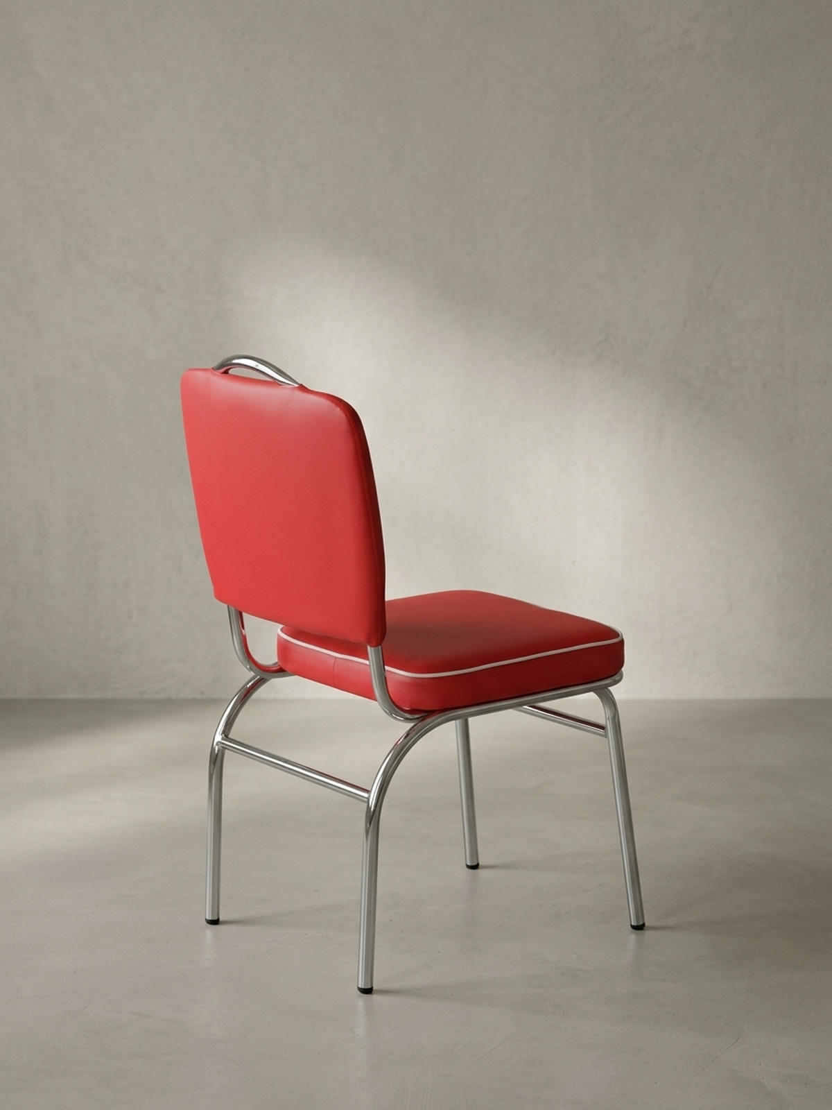 ESSZIMMERSTUHL Kunstleder mit Metallgestell Retro 50-er Jahre gepolstert, Rot 47x45x90 cm - Rot/Silberfarben, Kunststoff/Textil (47/90/45cm) - KADIMA DESIGN