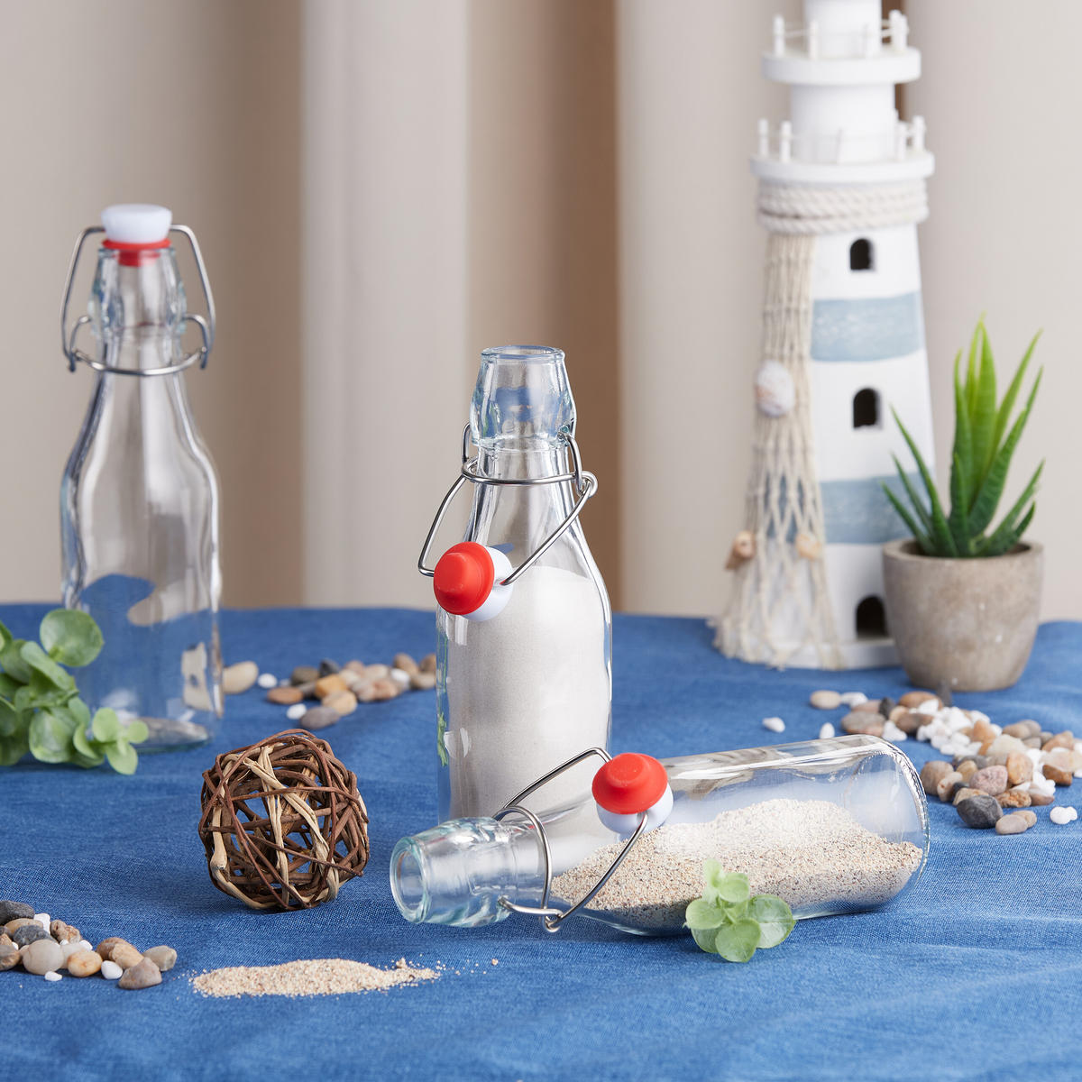 6XBÜGELFLASCHE - Transparent, Glas/Kunststoff (6/19.5/6cm) - Relaxdays