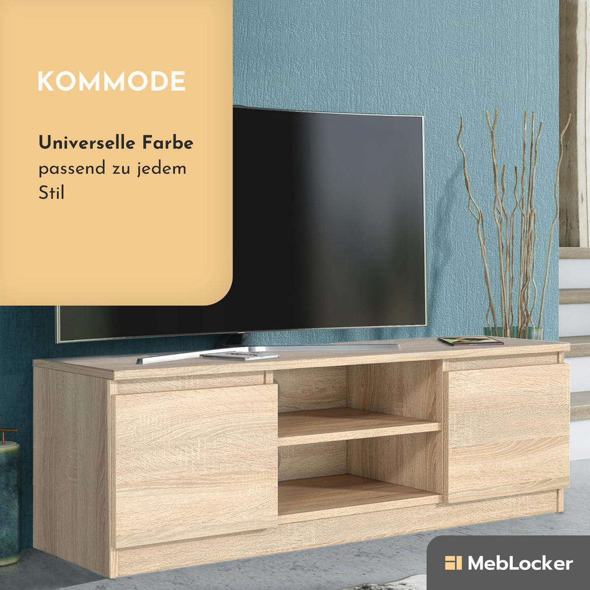 TV Schrank SonomaEiche 120,4 x 39 x 38,5cm Wohnzimmer Möbel - Sonoma Eiche, Holzwerkstoff (120/39/39cm) - MebLocker