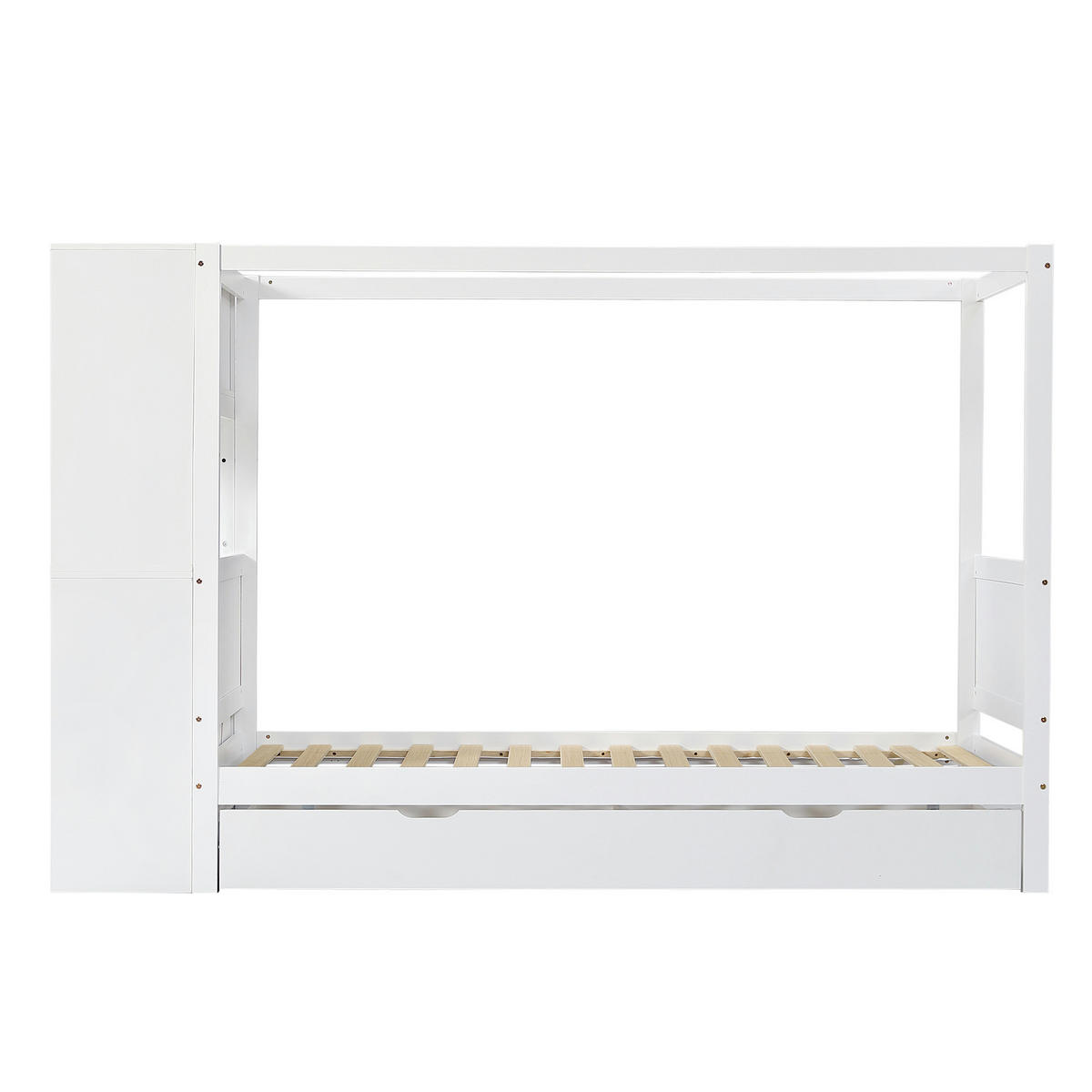 EINZELBETT 90/200 cm Weiß aus Kiefernholz und MDF mit Stauraum - Weiß, Holz (90/200cm) - OKMYHOME