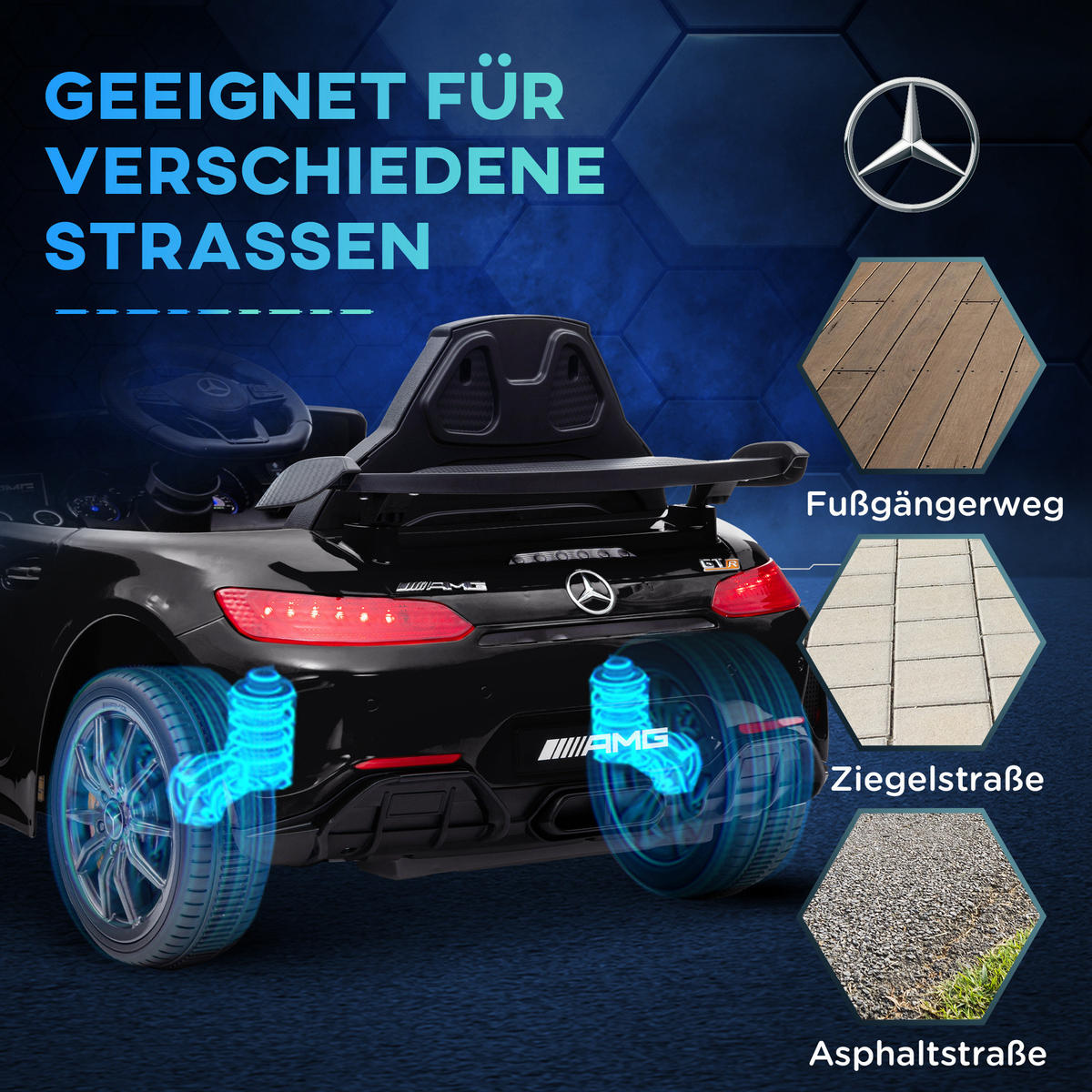 ELEKTRO-KINDERAUTO DE-06212 Mercedes-AMG lizenziert mit Fernbedienung Schwarz - Schwarz, Kunststoff/Metall (108/67/46cm) - ComfortXL