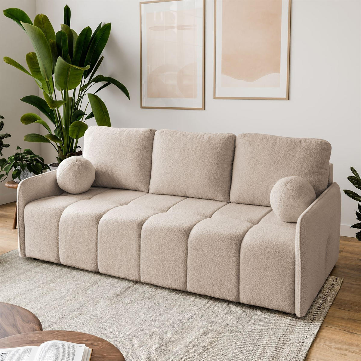 Schlafsofa Morena, zweisitzig, mit Schlaffunktion, Quelle 05 - Beige, Textil (207/90/90cm) - Lookway