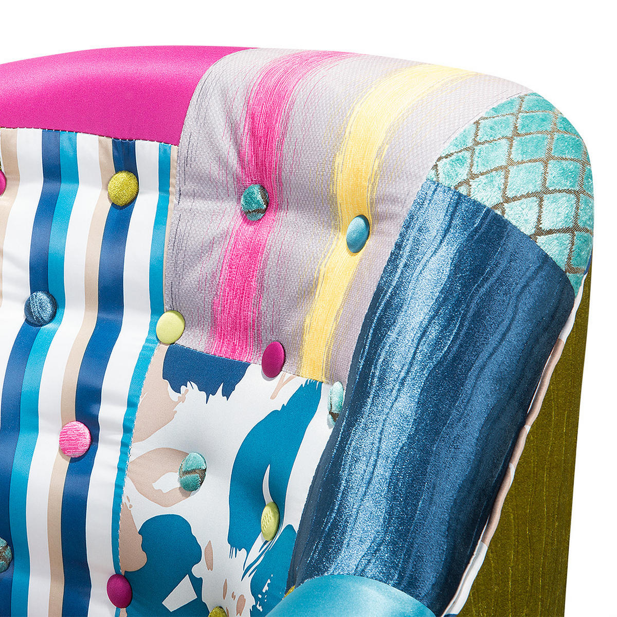 SESSEL Polsterbezug Bunt Mandal - Multicolor, Holz/Textil (59/86/57cm) - Beliani