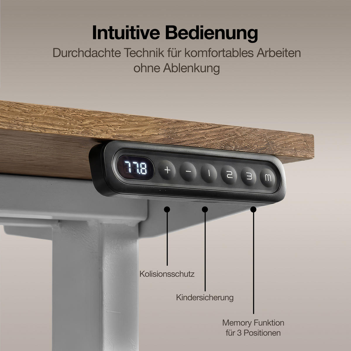 SCHREIBTISCHGESTELL Elektrisch höhenverstellbares Schreibtischgestell /62-127cm Weißaluminium - Silberfarben, Metall (117/25/23cm) - ASSMANN