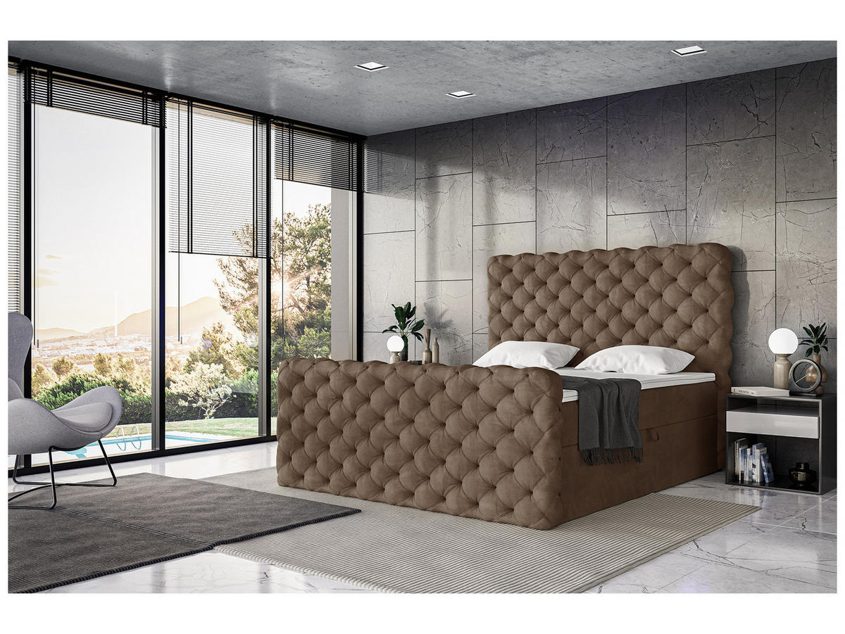 BOXBETT Duke - Schwarz/Braun, Holzwerkstoff/Textil (120/200cm) - Meblini