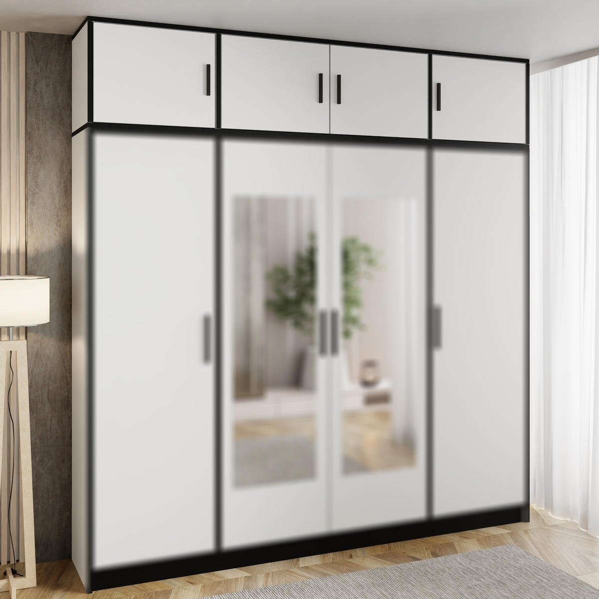 DREHTÜRENSCHRANK ROJ MIT AUFSATZ 4D weiß - Weiß, Holzwerkstoff (207/247/39cm) - Kier Furniture