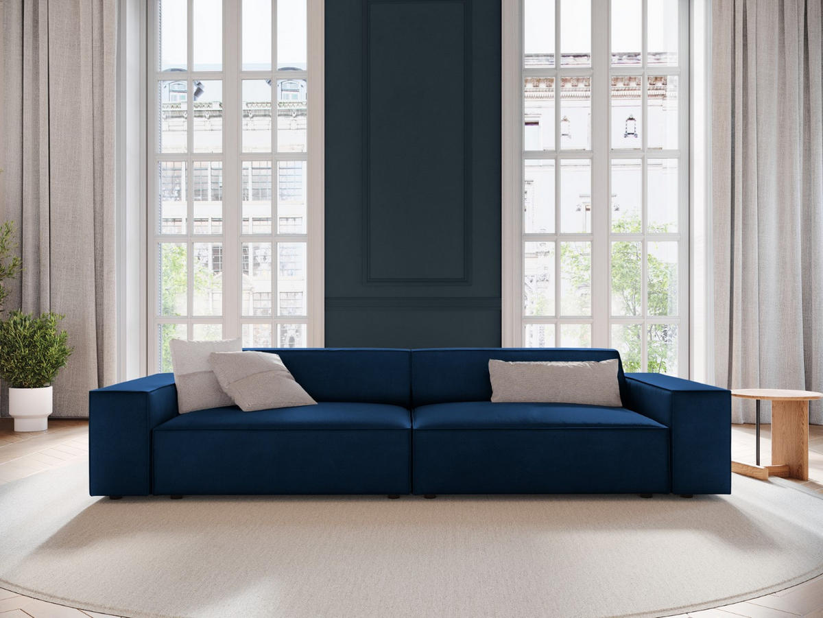 SOFA Jodie aus Samt königsblau 3 Sitzplätze - Blau, Textil (102/70/204cm) - Micadoni