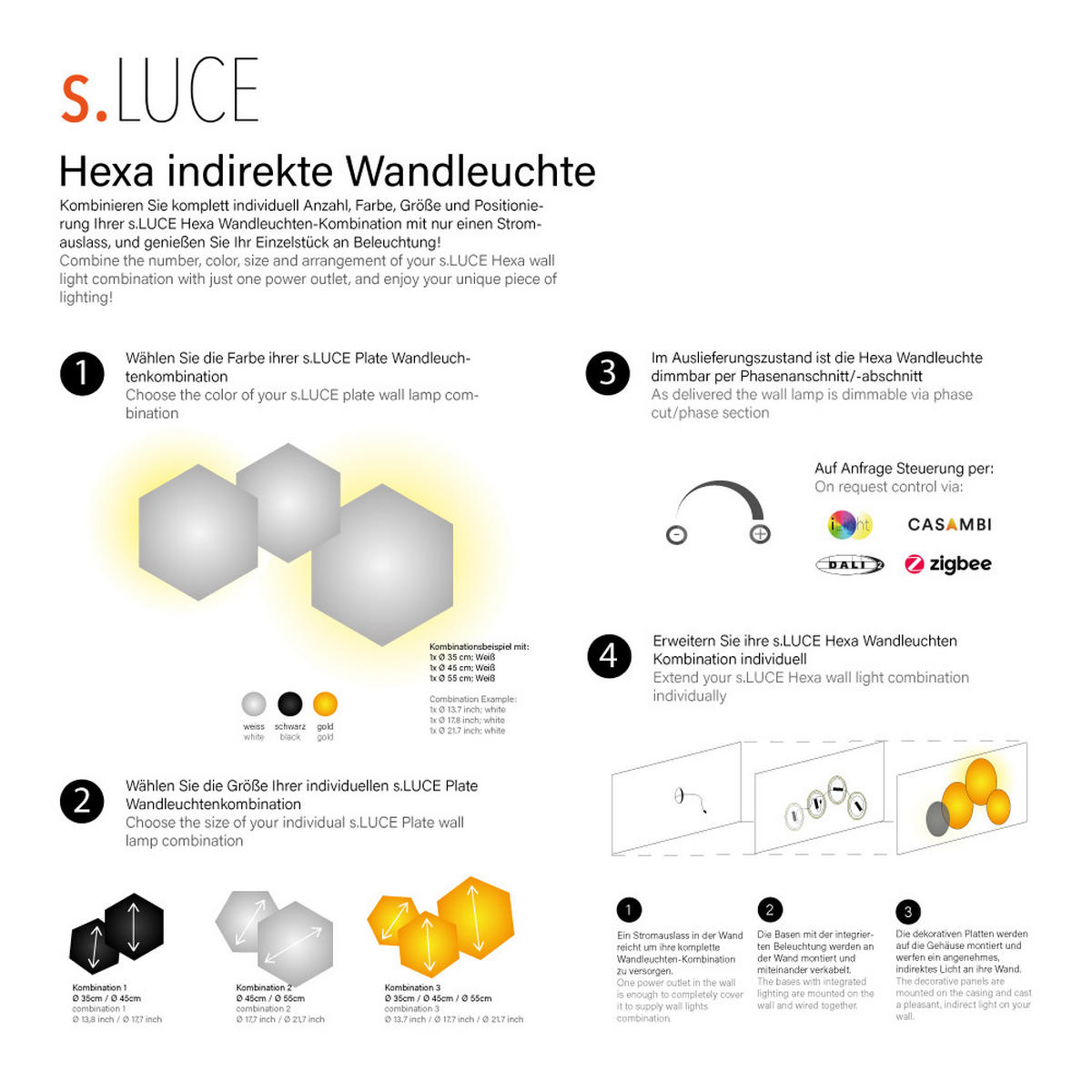 LED-WANDLAMPE Hive Weiß Ø 35/45/55cm - Weiß, Metall (130/4.4/130cm) - s.luce