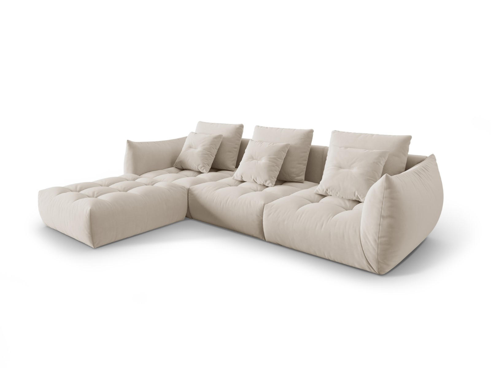 ECKSOFA modular links Bloom aus Samt ecru 2 Sitzplätze - Ecru, Textil (216/332cm) - Micadoni