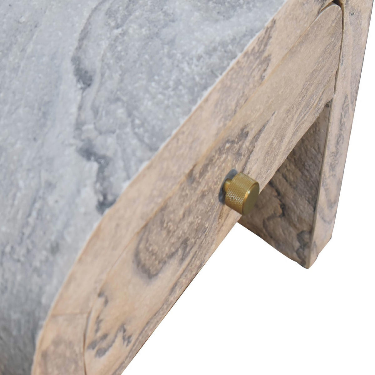 NACHTTISCH aus Massivholz - Messingfarben/Weiß, Holz/Metall (45/40/35cm) - Artisan Furniture