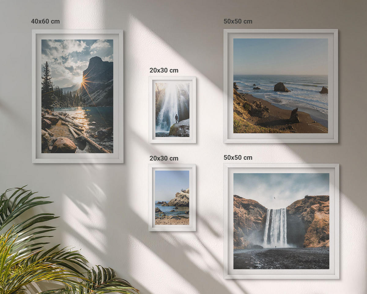 WANDBILDER 5er-Set - 50x50 cm & 20x30 cm & 40x60 cm Weißer Rahmen - Zitronengarten mit Getränken - Weiß, Kunststoff (40/60cm) - ArtPrintCave